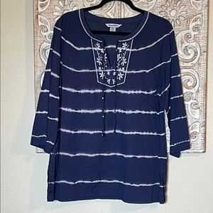 Tommy Bahama Blue and White Striped Tunic